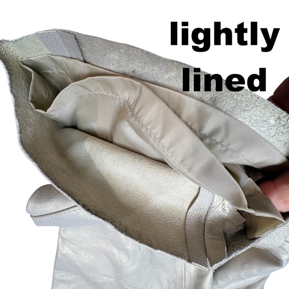 pants EXPRESS leather S iridescent pearl straight leg mid rise neutral elegant - Picture 15 of 17